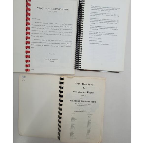 Vintage Hawaiian Spiral Bound Recipe Cookbooks Set of 3 - Picture 3 of 10